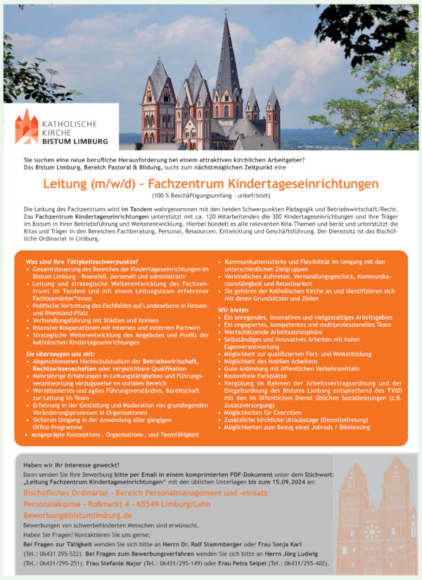 Leitung /m/w/d) Fachzentrum Kindertageseinrichtungen