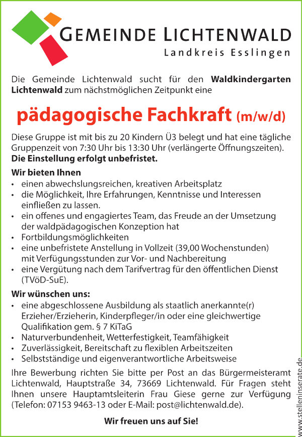 Pädagogische Fachkraft Lichtenwald