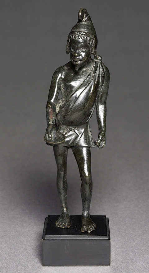 Abb. 1 Bronzestatuette eines Bettlers aus der späten ptolemäischen Zeit, 100–50 v. Chr. Seine gebeugte Haltung deutet auf eine körperliche Behinderung hin, eine Seltenheit in der griechischen Kunst.