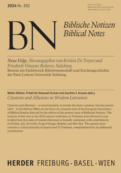 Titelseite: Biblische Notizen 202/2024