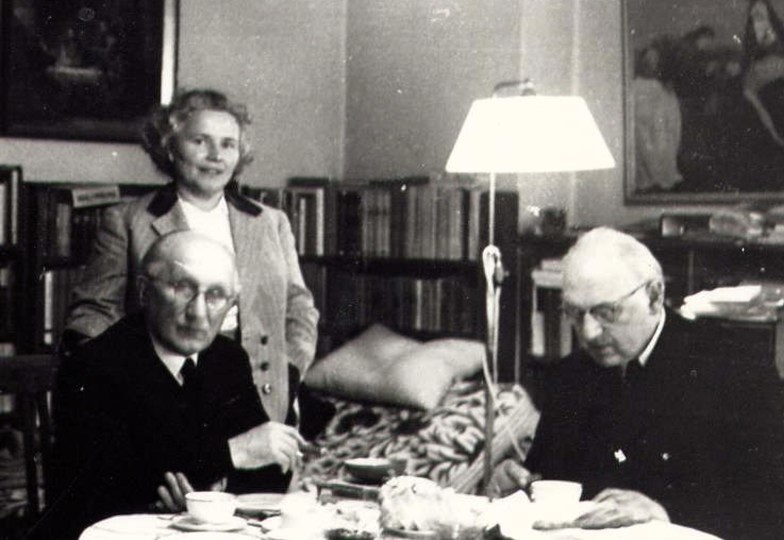 Besuch im Pfarrhaus in Mooshausen 1958: Romano Guardini, Maria Elisabeth Stapp, Josef Weiger
