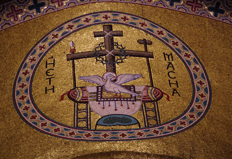 Hetoimasia, der leere Thron Christi, Mosaik, Capella Palatina, Palermo, 12. Jh.
