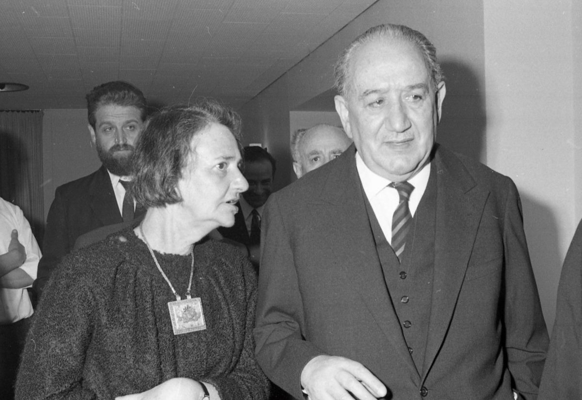 Ignazio Silone und seine Frau Darina 1969 auf Jerusalems Internationaler Buchmesse