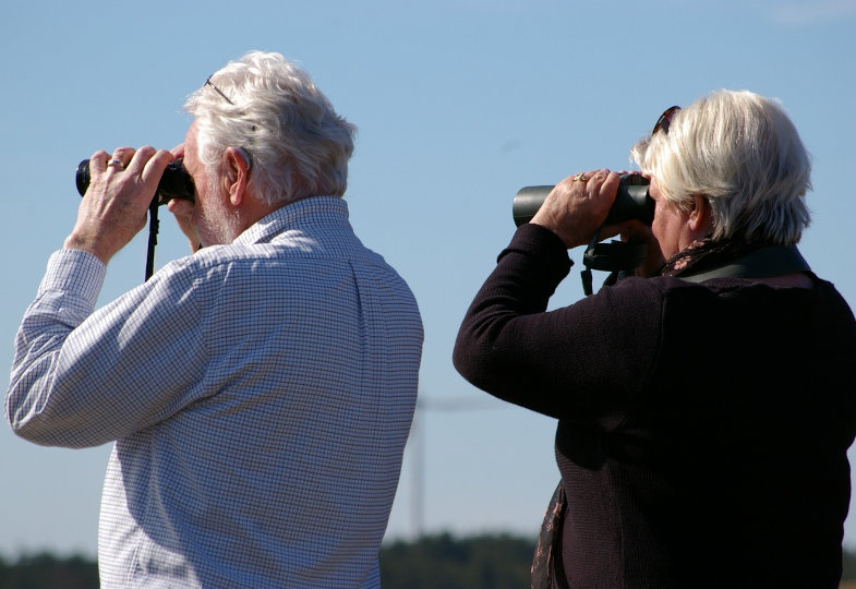 Zwei Menschen mit Fernglas