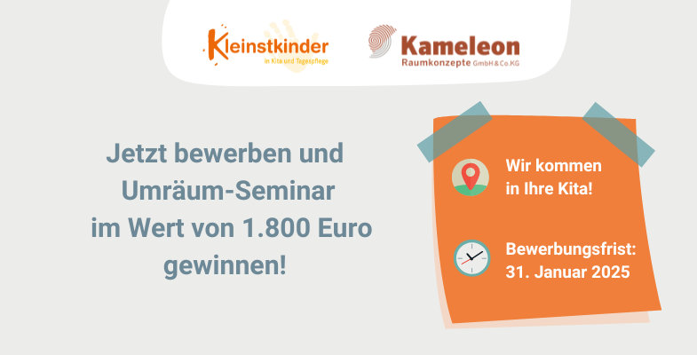 Kitas und Krippen in Baden-Württemberg aufgepasst! Jetzt bewerben & Umräum-Seminar im Wert von 1800 Euro gewinnen! 