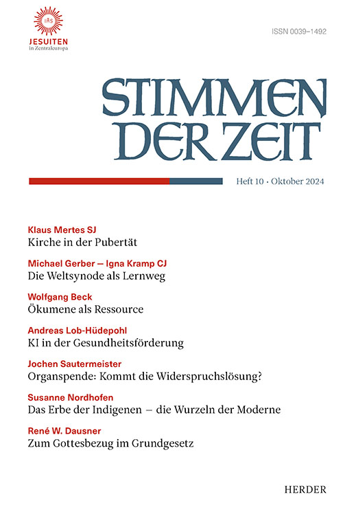 Titelseite Stimmen der Zeit. Die Zeitschrift für christliche Kultur 149 (2024) Heft 10