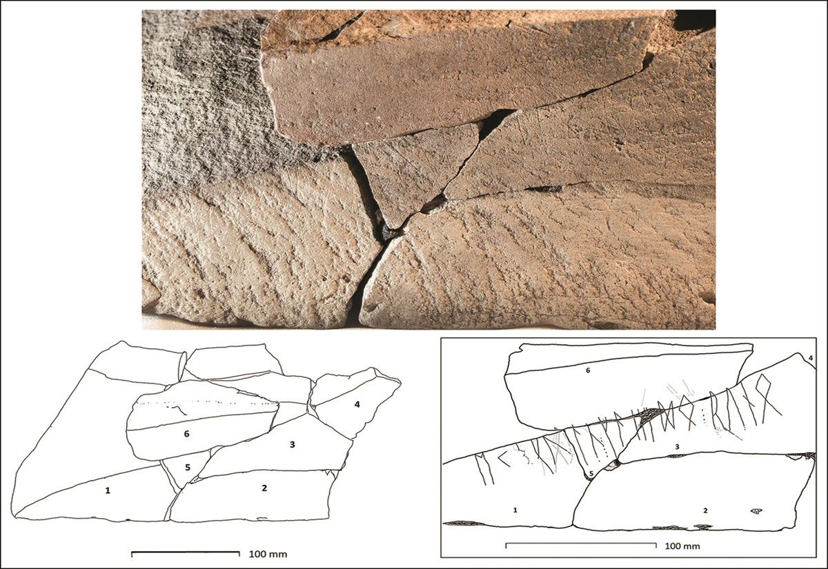 Einige der Sandsteinfragmente fügten sich zusammen und enthüllten eine Runeninschrift 