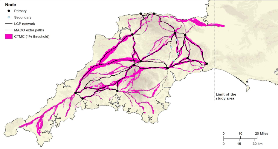 römisches Straßennetz in Devon und Cornwall