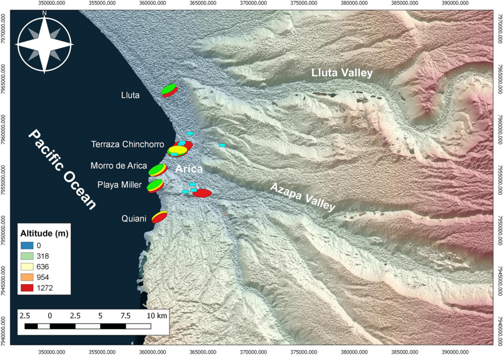 Karte der Atacama-Wüste mit den untersuchten Gesellschaften