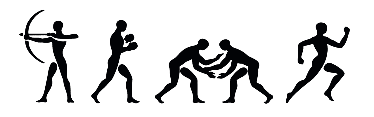 Ursprüngliche Sportarten, die sich bis in die Bronzezeit im Mittelmeerraum nachweisen lassen, hielten auch in den Piktogrammen der Olympischen Spiele von München 1972 und Atlanta 1996 Einzug.