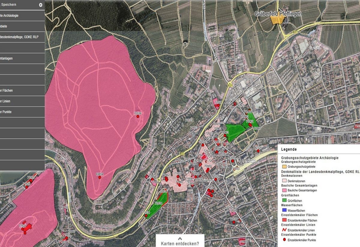 Kartenübersicht der Stadt Bad Dürkheim im Geoportal des Landes Rheinland-Pfalz