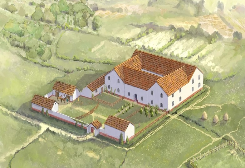 Visualisierung einer der römischen Villen von Attingham, Grafschaft Shropshire