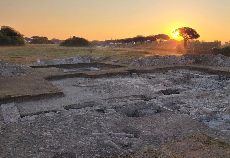 Das Grabungsareal in Ostia antica von Westen