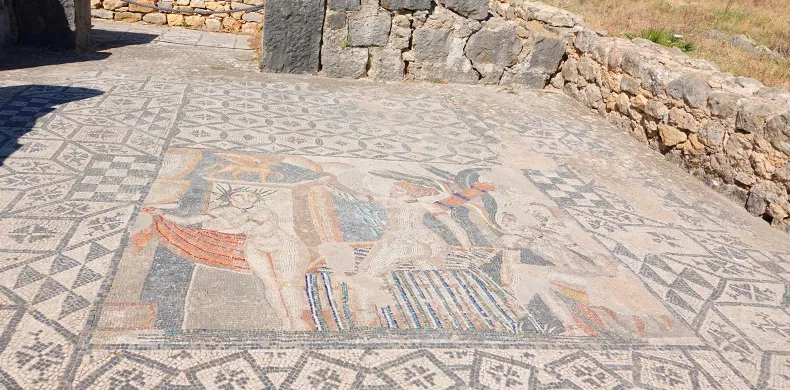 Zu sehen ist eines der untersuchten Mosaike, das die Göttin Diana beim Baden zeigt.